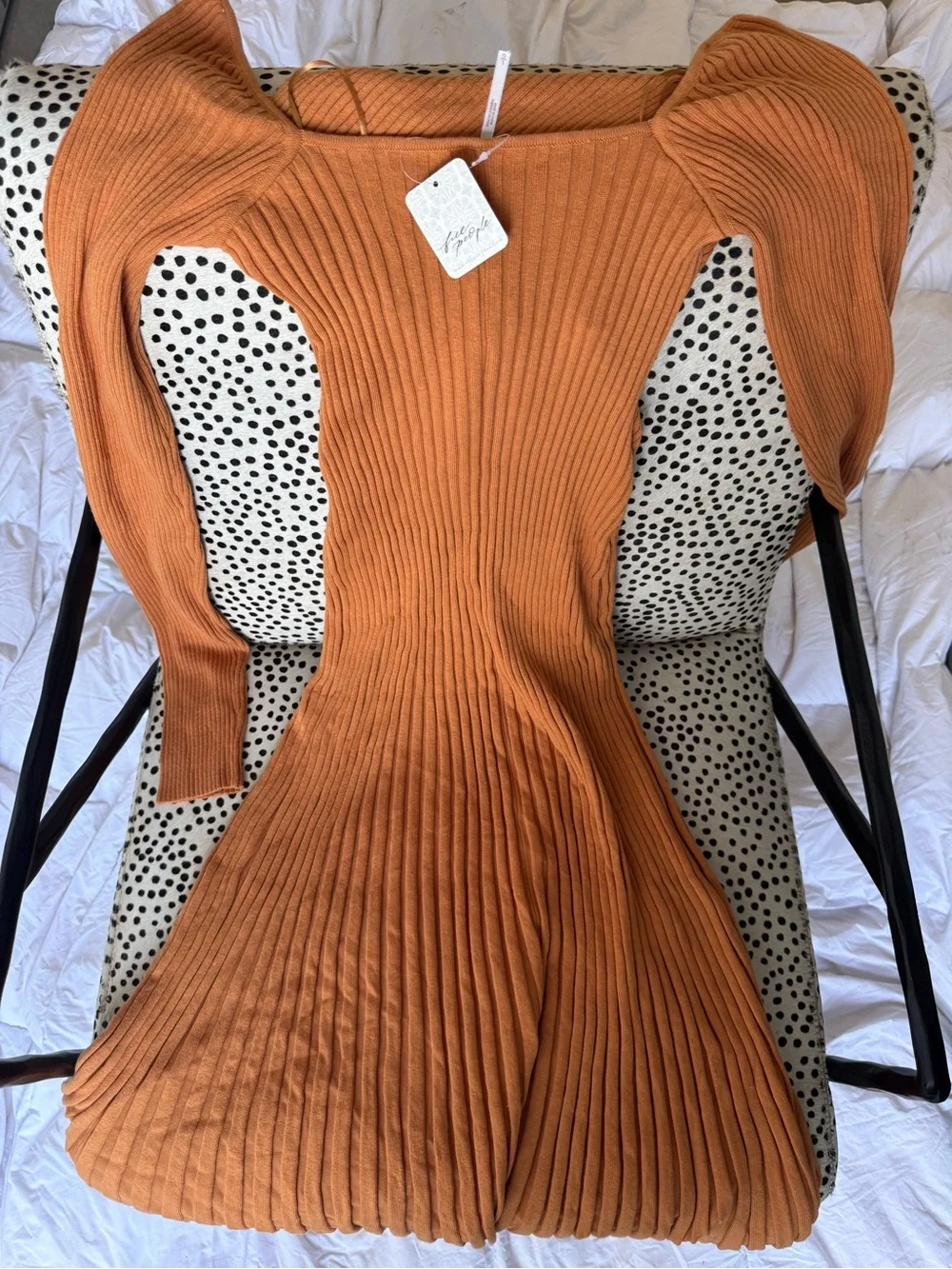 Free People Ribbed Twist-Front Maxi Dress in Camel - Picture 4 of 7